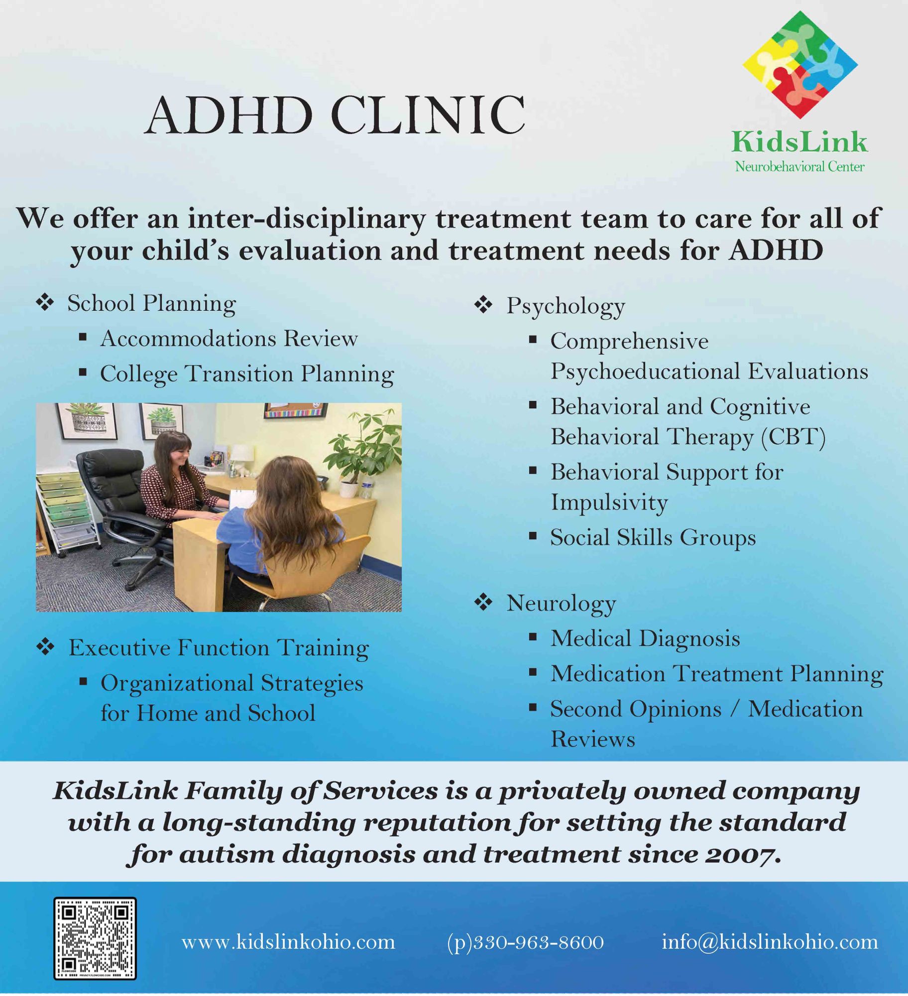 KidsLink ADHD Clinic flyer
